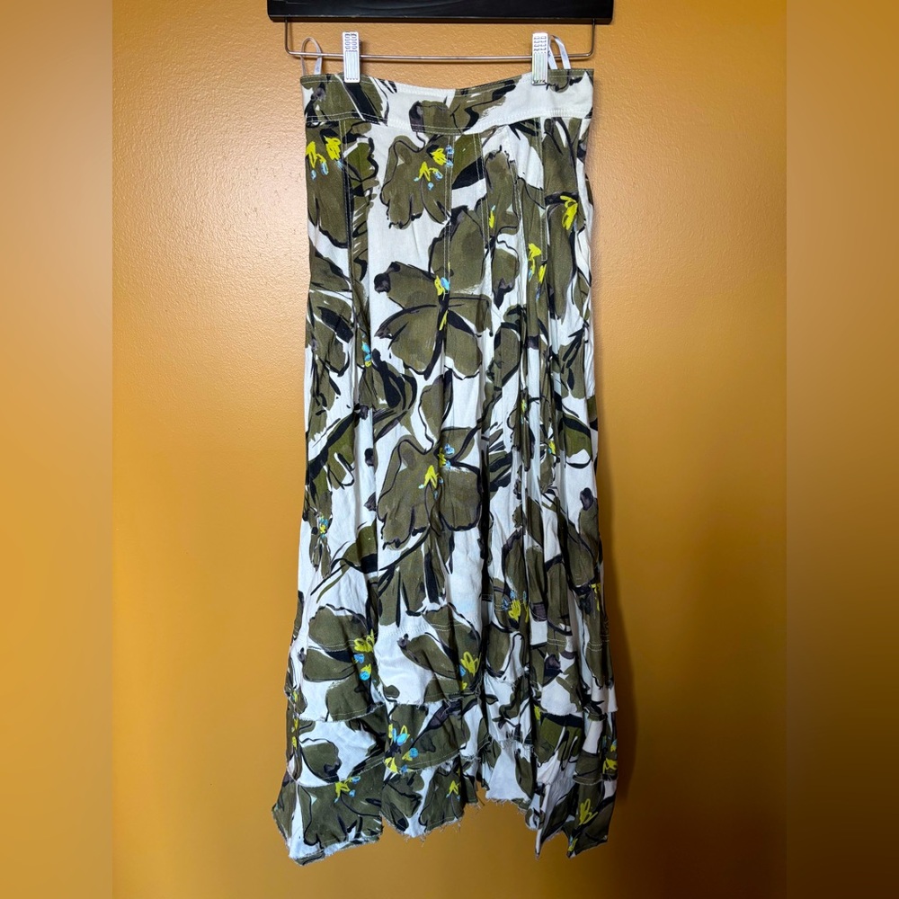 Aje Long Linen Floral Skirt
